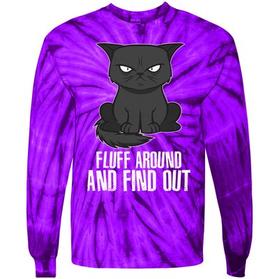 Funny Cat Fluff Around And Find Out Tie-Dye Long Sleeve Shirt
