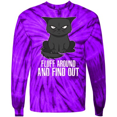 Funny Cat Fluff Around And Find Out Tie-Dye Long Sleeve Shirt