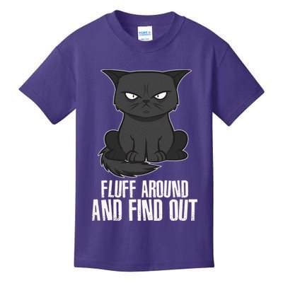 Funny Cat Fluff Around And Find Out Kids T-Shirt