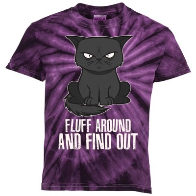 Funny Cat Fluff Around And Find Out Kids Tie-Dye T-Shirt