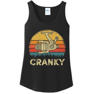 Funny Cranky Fishing Reel Pun Humor Fishermen Ladies Essential Tank