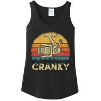 Funny Cranky Fishing Reel Pun Humor Fishermen Ladies Essential Tank