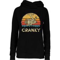 Funny Cranky Fishing Reel Pun Humor Fishermen Womens Funnel Neck Pullover Hood