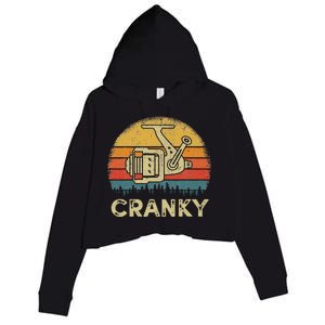 Funny Cranky Fishing Reel Pun Humor Fishermen Crop Fleece Hoodie