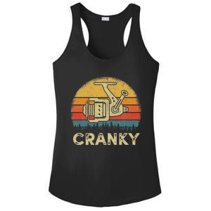 Funny Cranky Fishing Reel Pun Humor Fishermen Ladies PosiCharge Competitor Racerback Tank