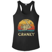 Funny Cranky Fishing Reel Pun Humor Fishermen Ladies PosiCharge Competitor Racerback Tank