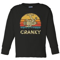 Funny Cranky Fishing Reel Pun Humor Fishermen Toddler Long Sleeve Shirt