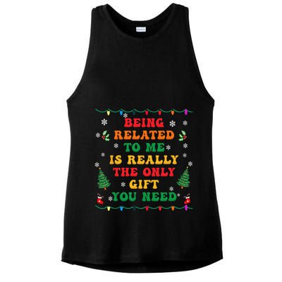 Funny Christmas Family Xmas Pajamas Being Related To Me Ladies PosiCharge Tri-Blend Wicking Tank