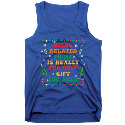 Funny Christmas Family Xmas Pajamas Being Related To Me Tank Top