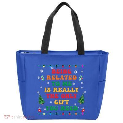 Funny Christmas Family Xmas Pajamas Being Related To Me Zip Tote Bag