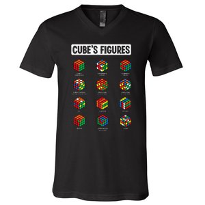 Funny Cube's Figures Rubik Speed Cubing Player V-Neck T-Shirt