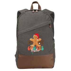 Funny Christmas Family Xmas Retro Cookie Tester Gingerbread Cotton Canvas Backpack