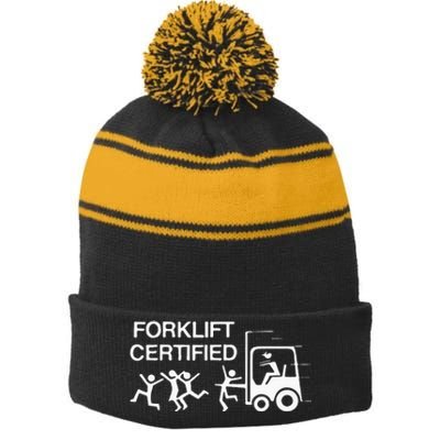 Forklift Certified Stripe Pom Pom Beanie