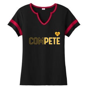 Funny Compete For Pete Ladies Halftime Notch Neck Tee