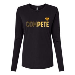 Funny Compete For Pete Womens Cotton Relaxed Long Sleeve T-Shirt