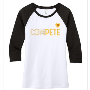 Funny Compete For Pete Women's Tri-Blend 3/4-Sleeve Raglan Shirt