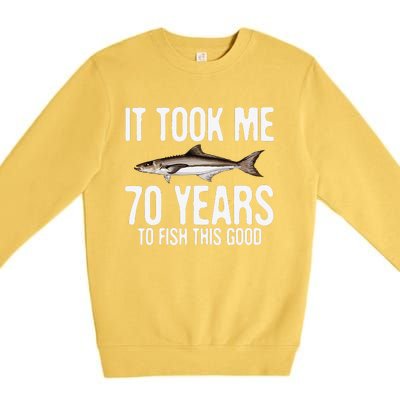 Funny Cobia Fishing 70th Birthday 70 Years To Fish Great Premium Crewneck Sweatshirt