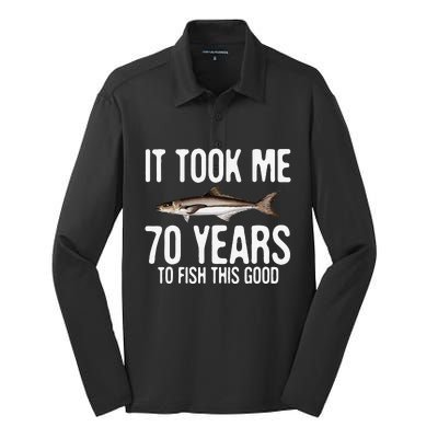 Funny Cobia Fishing 70th Birthday 70 Years To Fish Great Silk Touch Performance Long Sleeve Polo