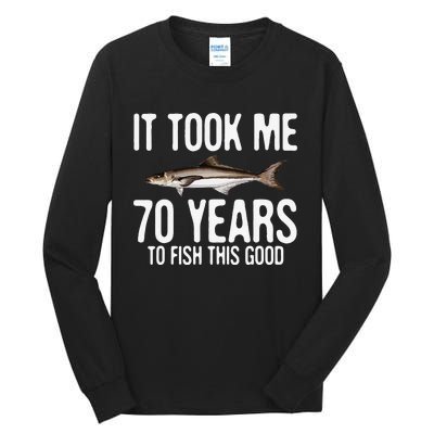 Funny Cobia Fishing 70th Birthday 70 Years To Fish Great Tall Long Sleeve T-Shirt