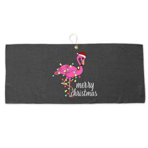 Flamingo Christmas Funny Merry Christmas Flamingo Santa Xmas Large Microfiber Waffle Golf Towel