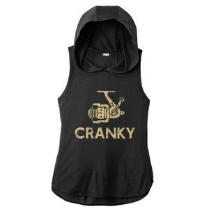 Funny Cranky Fishing Reel Pun Humor Fishermen Ladies PosiCharge Tri-Blend Wicking Draft Hoodie Tank