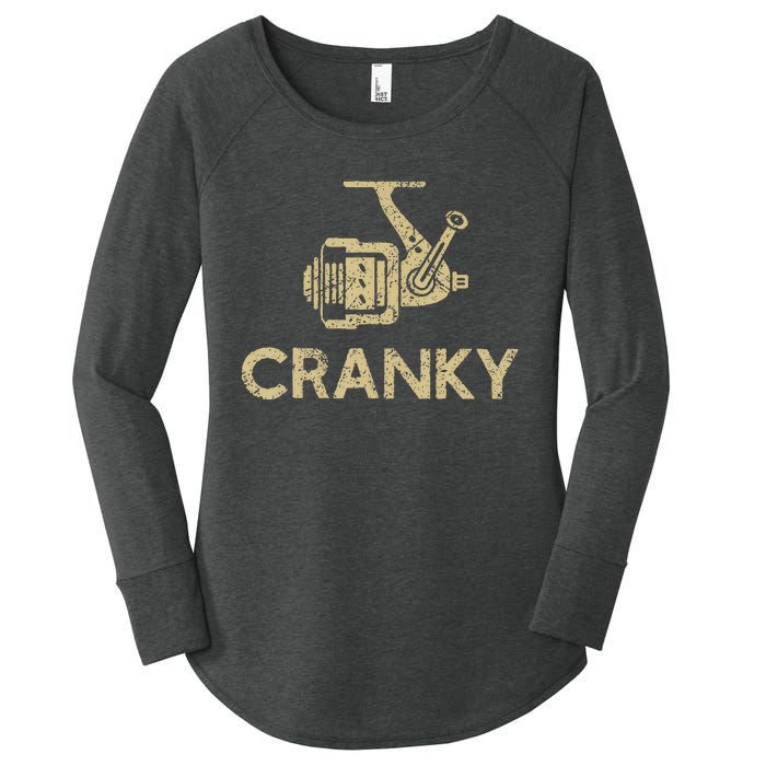 Funny Cranky Fishing Reel Pun Humor Fishermen Women's Perfect Tri Tunic Long Sleeve Shirt