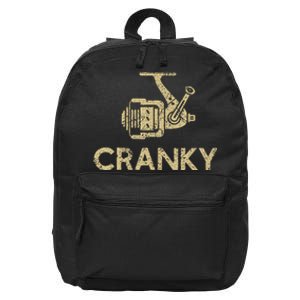 Funny Cranky Fishing Reel Pun Humor Fishermen 16 in Basic Backpack