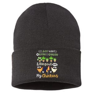 Funny Chicken For Men Women Gardening Chicken Lovers Garden Sustainable Knit Beanie