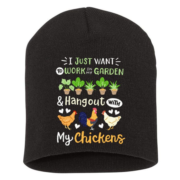 Funny Chicken For Men Women Gardening Chicken Lovers Garden Short Acrylic Beanie