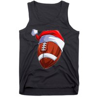 Funny Christmas Football Ball Santa Hat Sport Xmas Tank Top