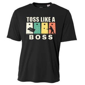 Funny Cornhole For Men Women Toss Like A Boss Dad Cooling Performance Crew T-Shirt