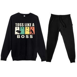 Funny Cornhole For Men Women Toss Like A Boss Dad Premium Crewneck Sweatsuit Set