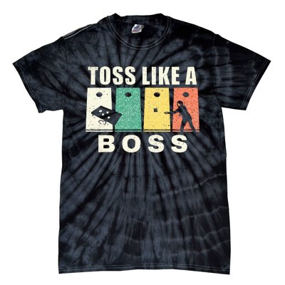 Funny Cornhole For Men Women Toss Like A Boss Dad Tie-Dye T-Shirt