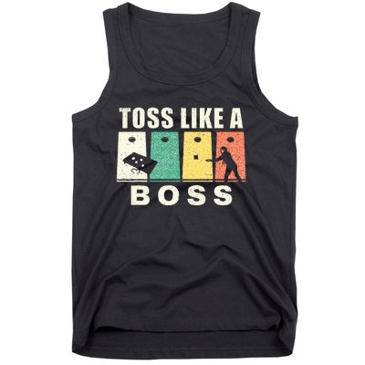 Funny Cornhole For Men Women Toss Like A Boss Dad Tank Top