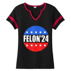 Felon24 Convicted Felon Pro Trump 2024 Ladies Halftime Notch Neck Tee