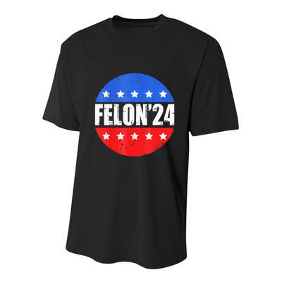 Felon24 Convicted Felon Pro Trump 2024 Youth Performance Sprint T-Shirt