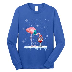 Funny Christmas Flamingo Hat Santa Wine Reindeer Ing Gift Long Sleeve Shirt