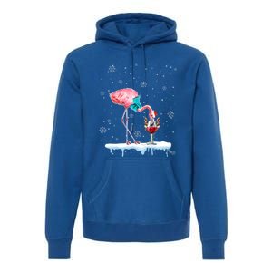 Funny Christmas Flamingo Hat Santa Wine Reindeer Ing Gift Premium Hoodie