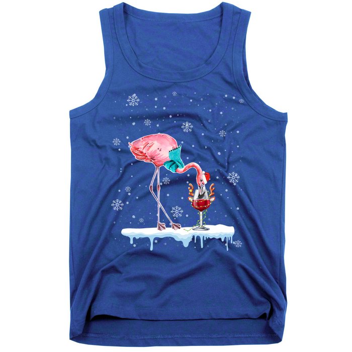 Funny Christmas Flamingo Hat Santa Wine Reindeer Ing Gift Tank Top