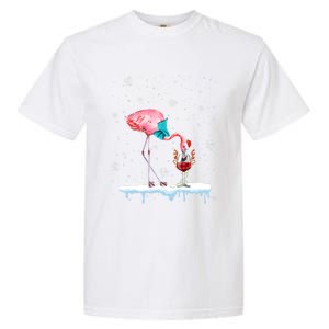 Funny Christmas Flamingo Hat Santa Wine Reindeer Ing Gift Garment-Dyed Heavyweight T-Shirt