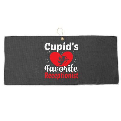 Funny Cupid's Favorite Receptionist Valentine's Day Gift Large Microfiber Waffle Golf Towel