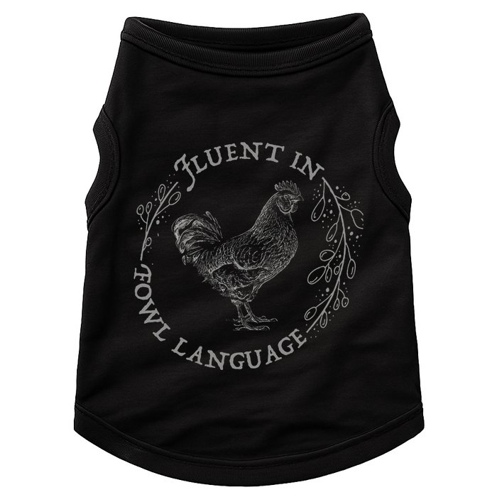 Funny Chicken Fluent In Fowl Language Retro Style Doggie Tank