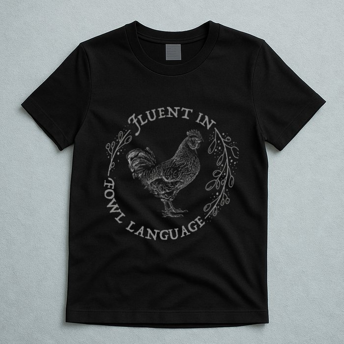 Funny Chicken Fluent In Fowl Language Retro Style T-Shirt