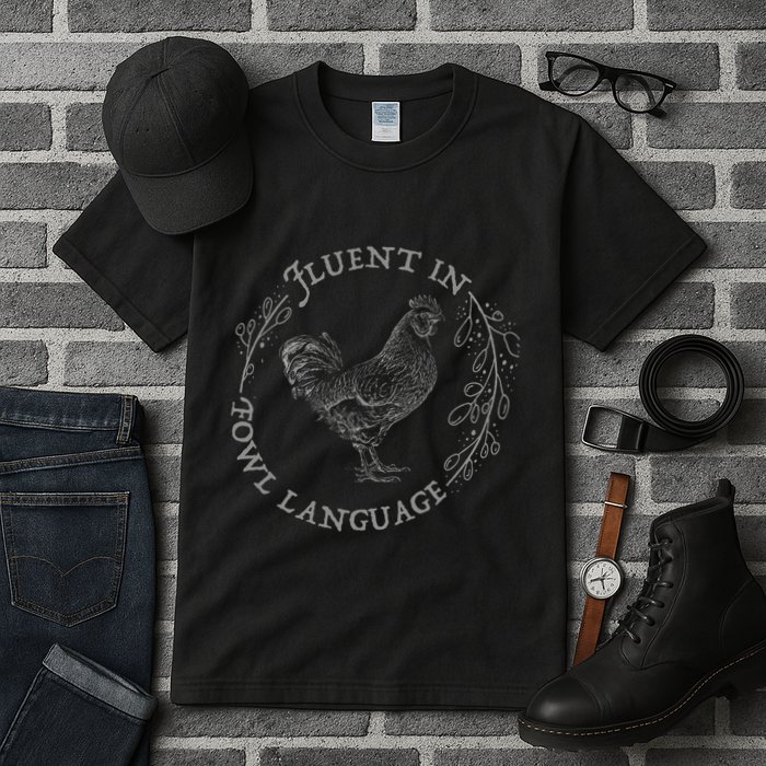 Funny Chicken Fluent In Fowl Language Retro Style Tall T-Shirt
