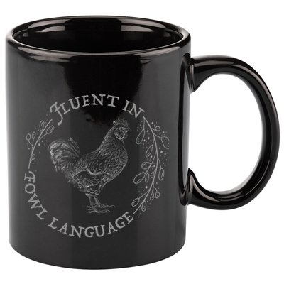 Funny Chicken Fluent In Fowl Language Retro Style 11oz C Handle Ceramic Mug