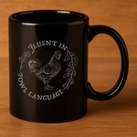 Funny Chicken Fluent In Fowl Language Retro Style 11oz C Handle Ceramic Mug