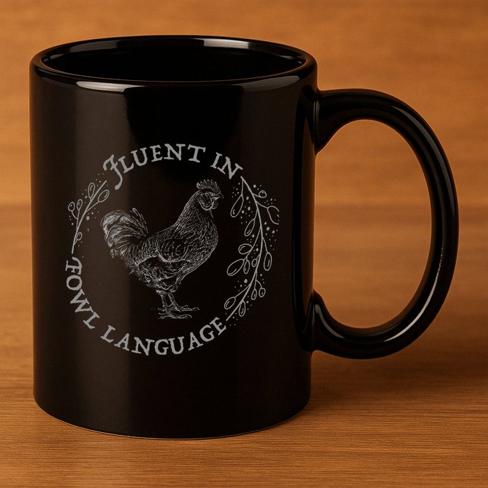 Funny Chicken Fluent In Fowl Language Retro Style 11oz C Handle Ceramic Mug