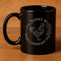 Funny Chicken Fluent In Fowl Language Retro Style 11oz C Handle Ceramic Mug