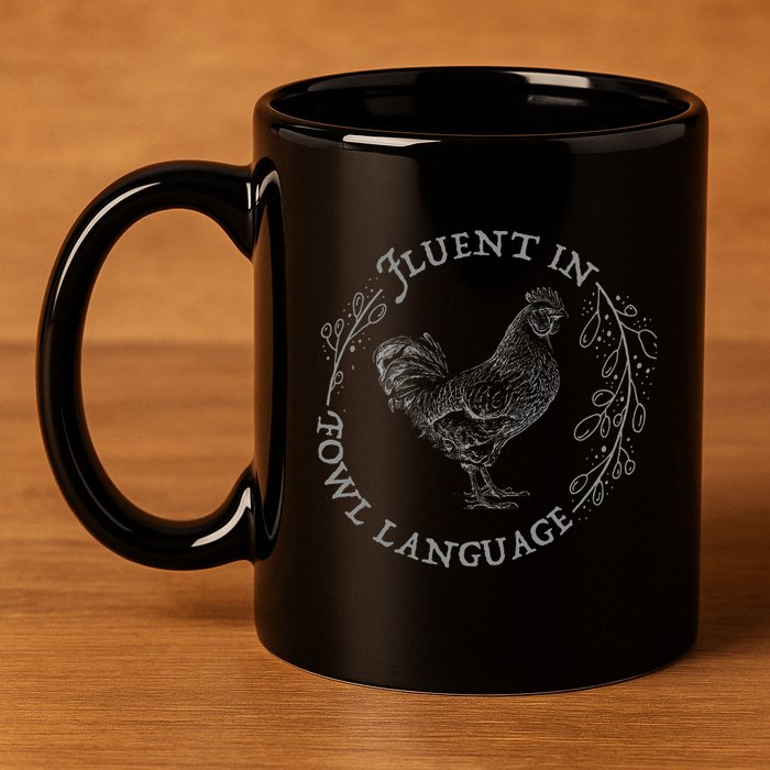 Funny Chicken Fluent In Fowl Language Retro Style 11oz C Handle Ceramic Mug