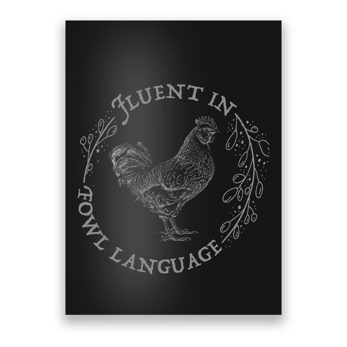 Funny Chicken Fluent In Fowl Language Retro Style Poster